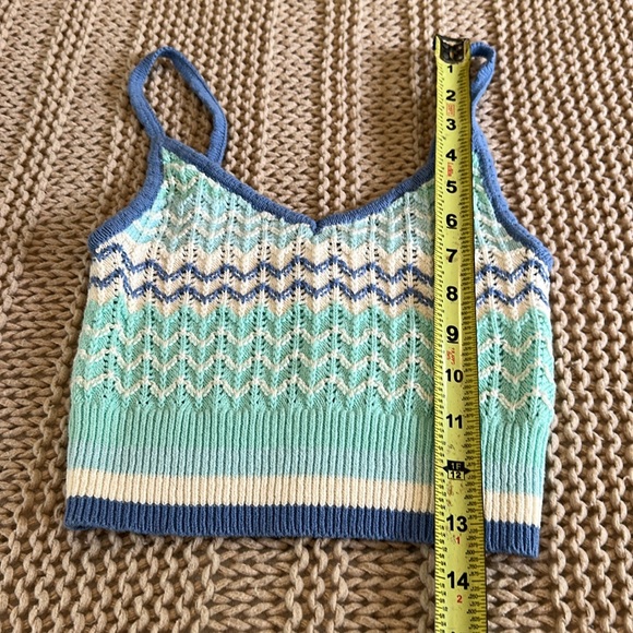 Final price - American Eagle Outfitters Blue and White Knit Crop Top - Picture 6 of 6